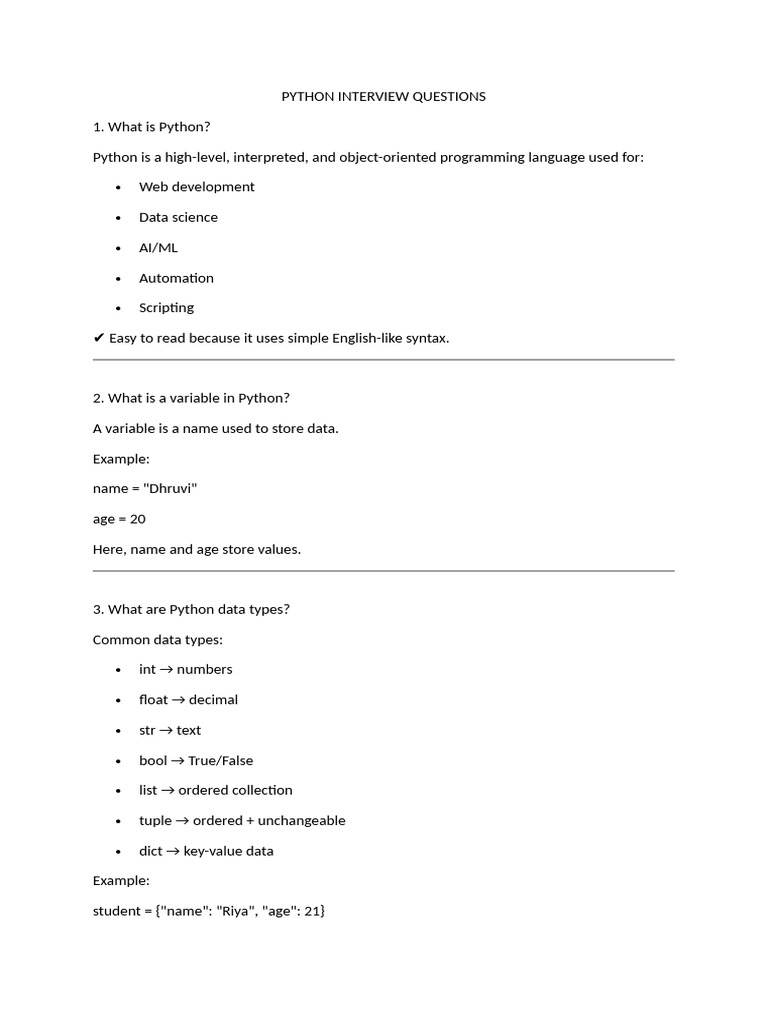 Python Interview Questions | PDF | Java (Programming Language) | Object ...