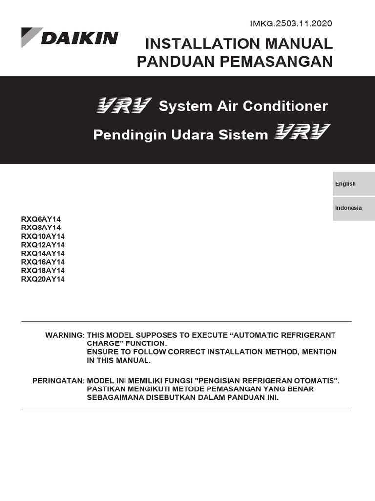 3P501193-2Z - Installation Manual - VRV A | PDF | Air Conditioning ...