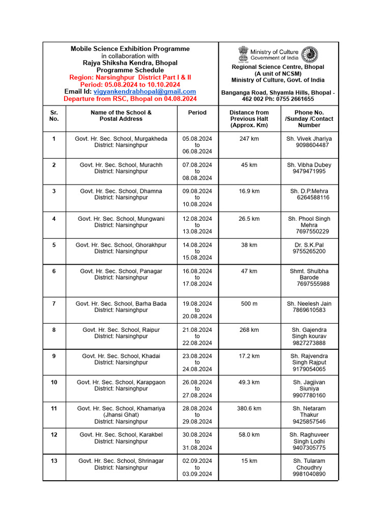 Tour Schedule | PDF