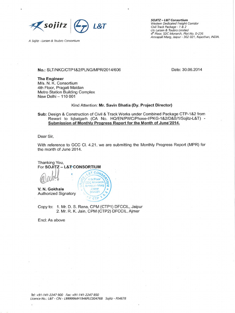 10-MPR For The Month of June 2014 | PDF | Civil Engineering