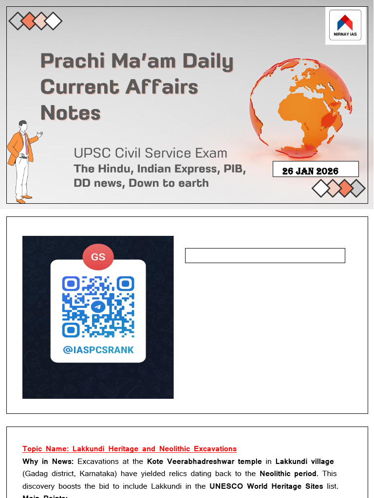 26 Jan 2026 Current Affairs Notes | PDF | Arrest | Crimes