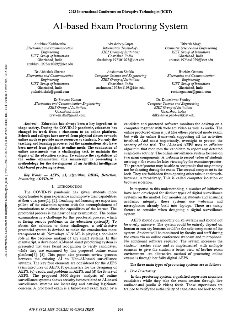 AI-based Exam Proctoring System | PDF | Computing