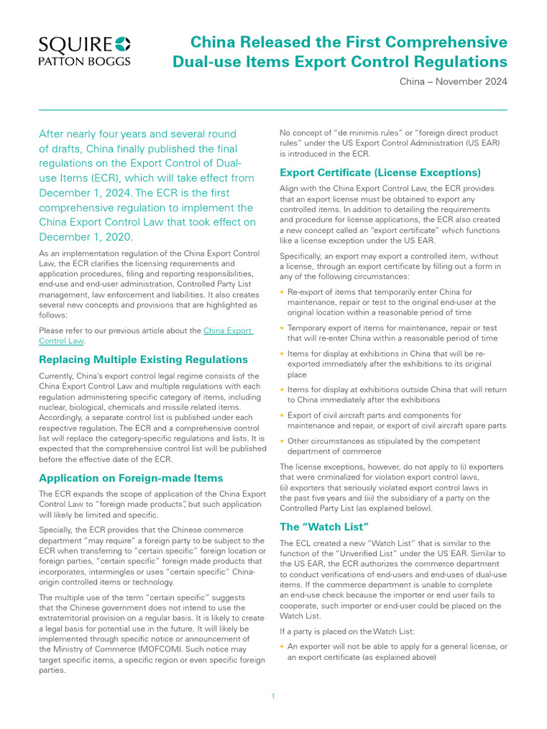 China Released Dual-Use Items | PDF | International Relations