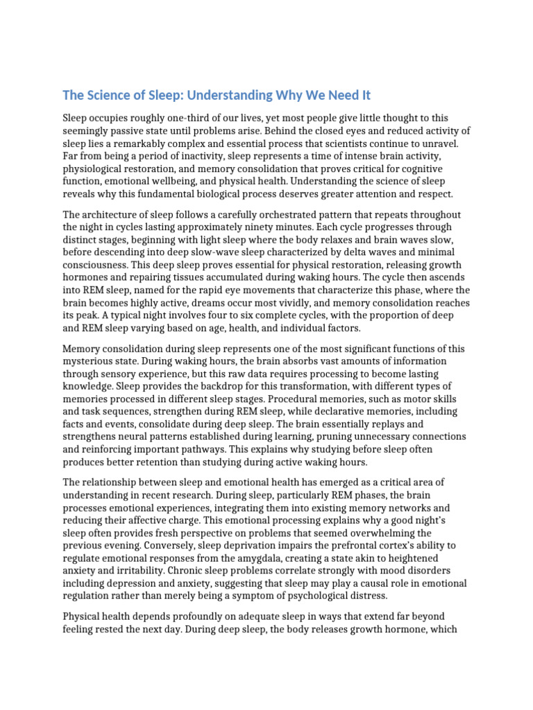 Article 2 Science of Sleep | PDF | Sleep | Sleep Deprivation