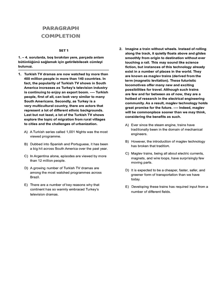 Yds Paragraph Completion Tests | PDF | Hearing Loss | Biodiversity