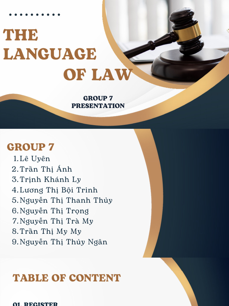 Group 7-The Language of Law Slide | PDF | Verb | Language Mechanics