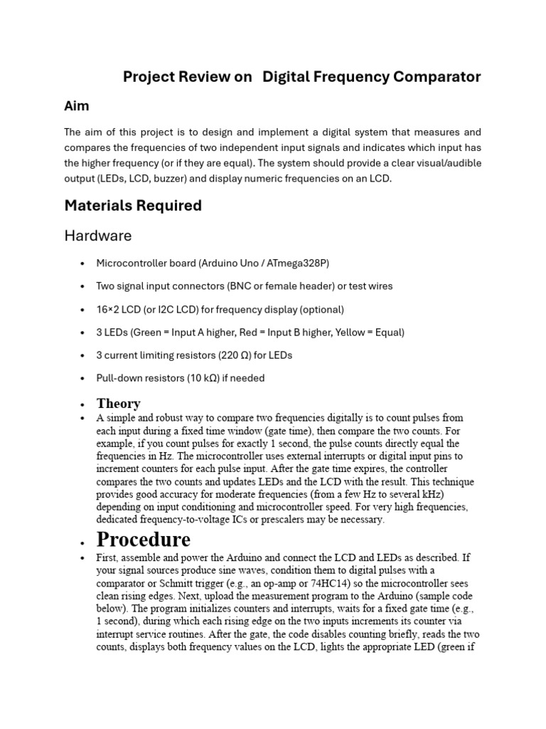 Project Review On Digital Frequency Comparator | PDF | Frequency ...