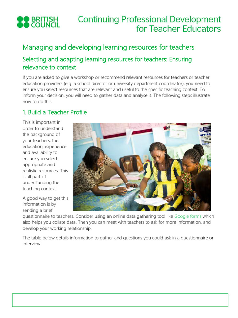 Managing and Developing Learning Resources For Teachers | PDF ...
