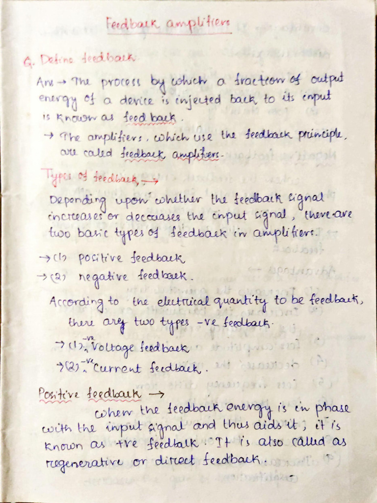 Notes - Feedback Amplifier CKT | PDF