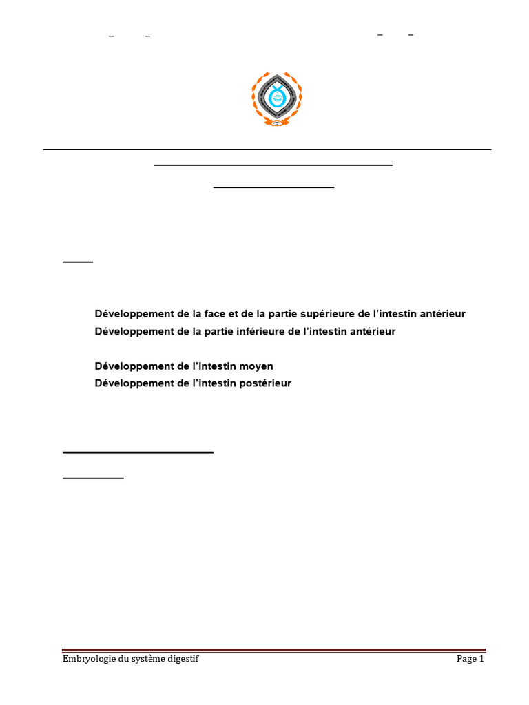 Embryologie Système Digestif SBM2 Et Med2 - 2019 | PDF | Péritoine | Foie