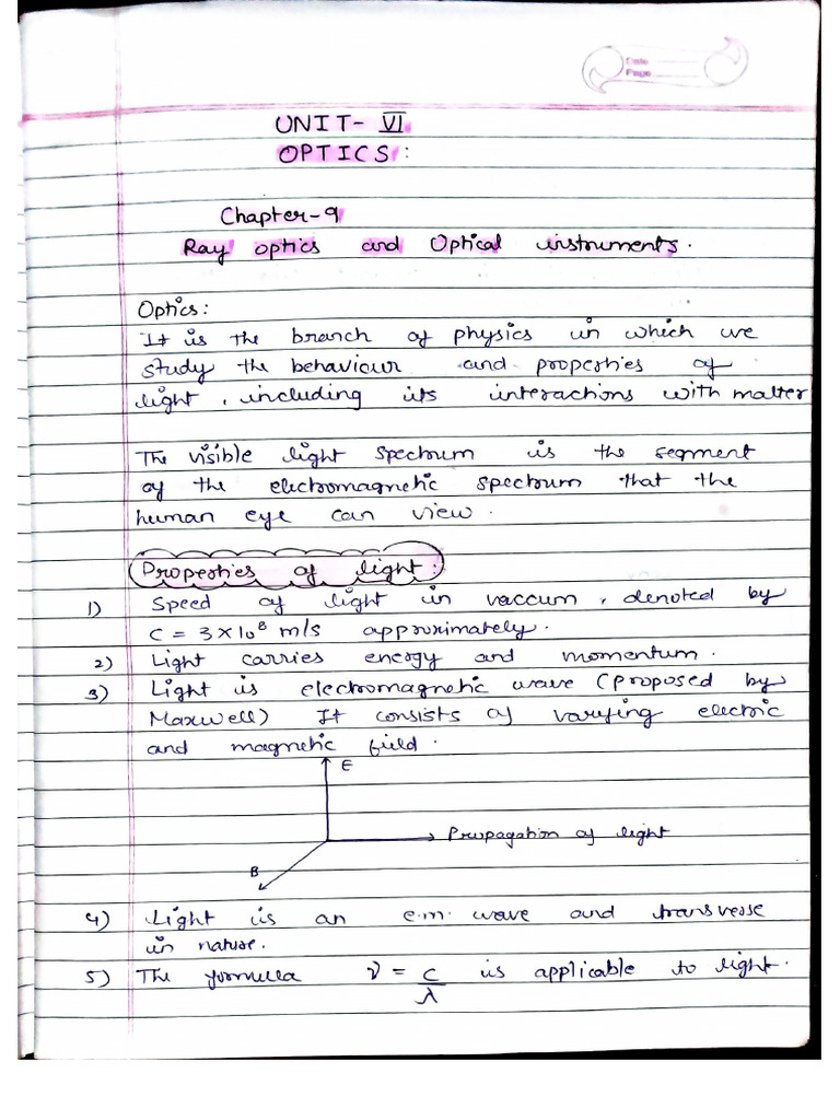 Chapter- 9 Ray Optics and Optical Instruments | PDF