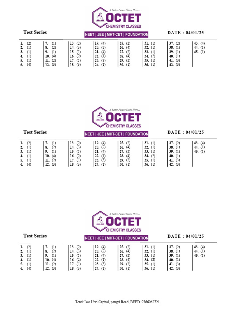 Test Series Ans | PDF
