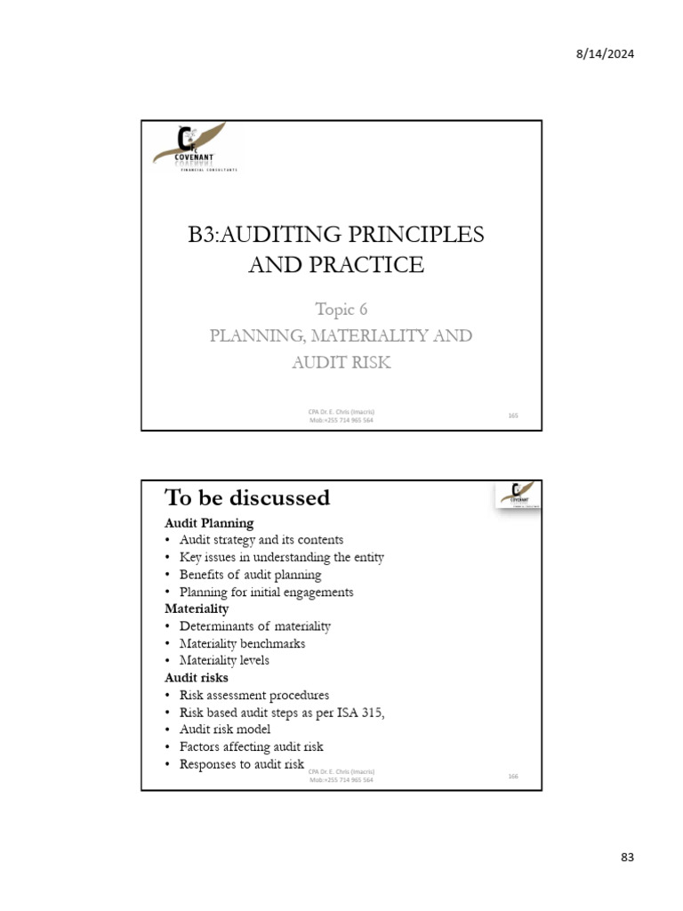 Audit Planning, Materiality and Audit Risk (NEW) | PDF | Audit ...
