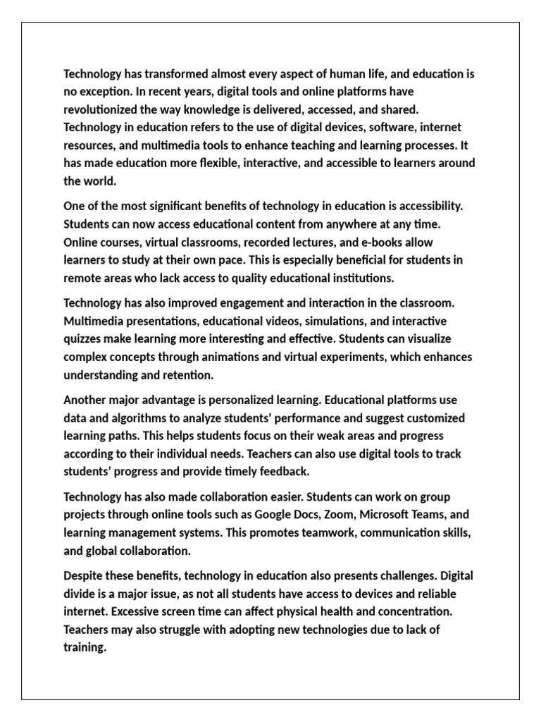 The Role of Technology in Education | PDF