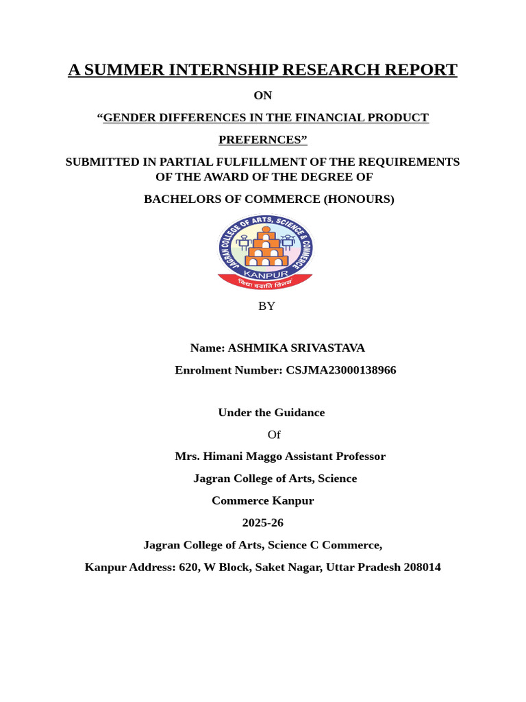 Gender Differences Research Report (2) - 1 | PDF | Risk | Gender Studies