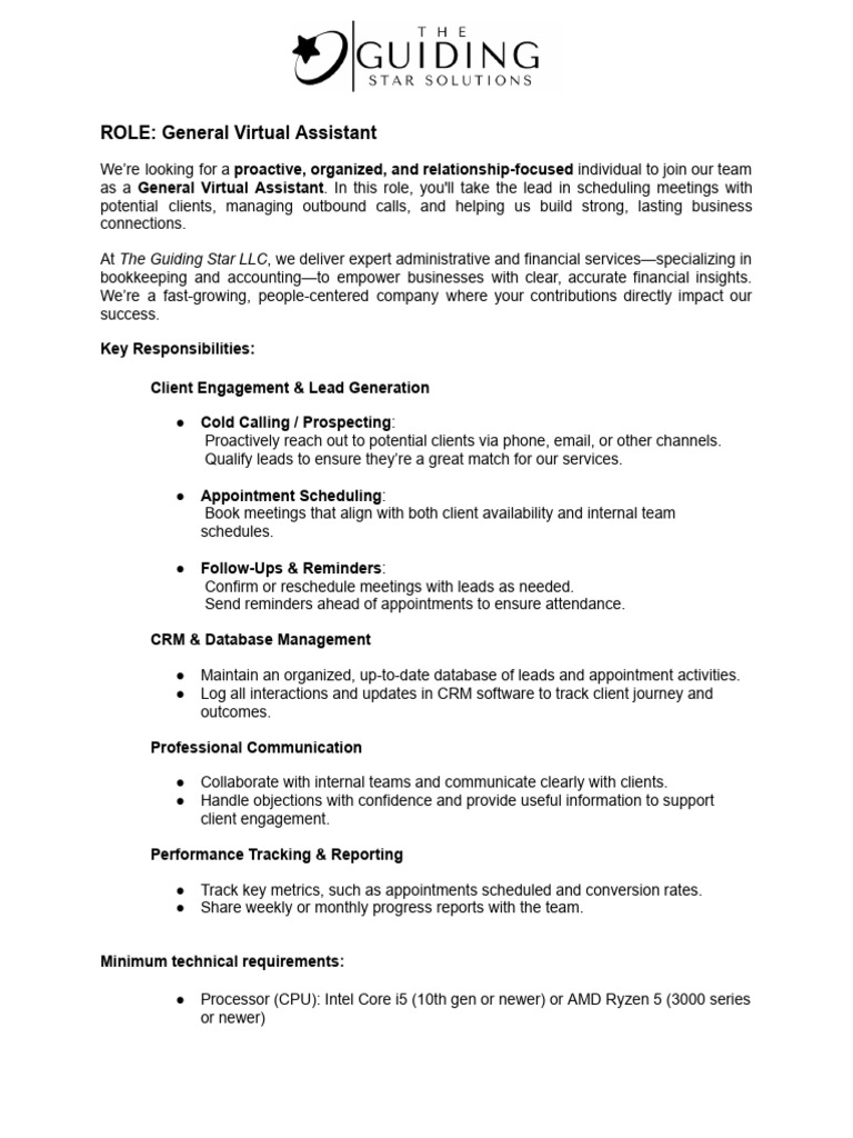 ROLE - General Virtual Assistant | PDF | Computer Architecture ...