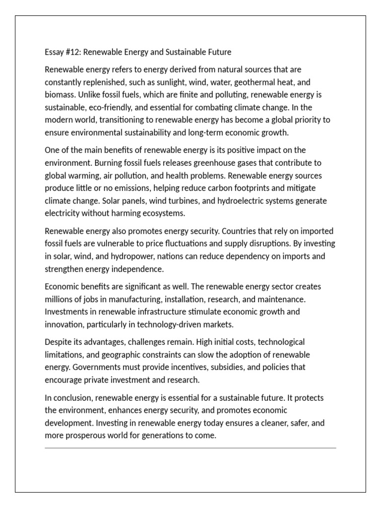 Renewable Energy and Sustainable Future | PDF | Renewable Energy ...