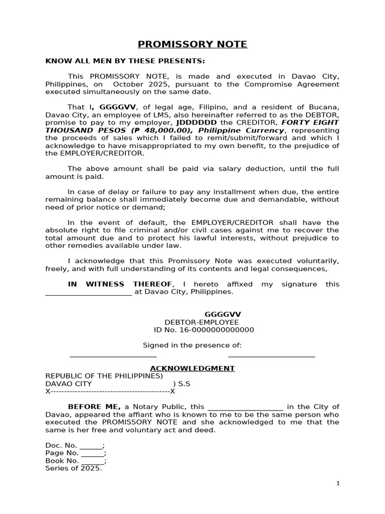 Promissory Note Gadgets | PDF