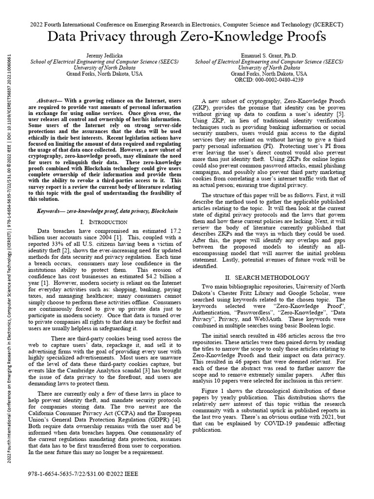 Data Privacy Through Zero-Knowledge Proofs | PDF | Public Key ...