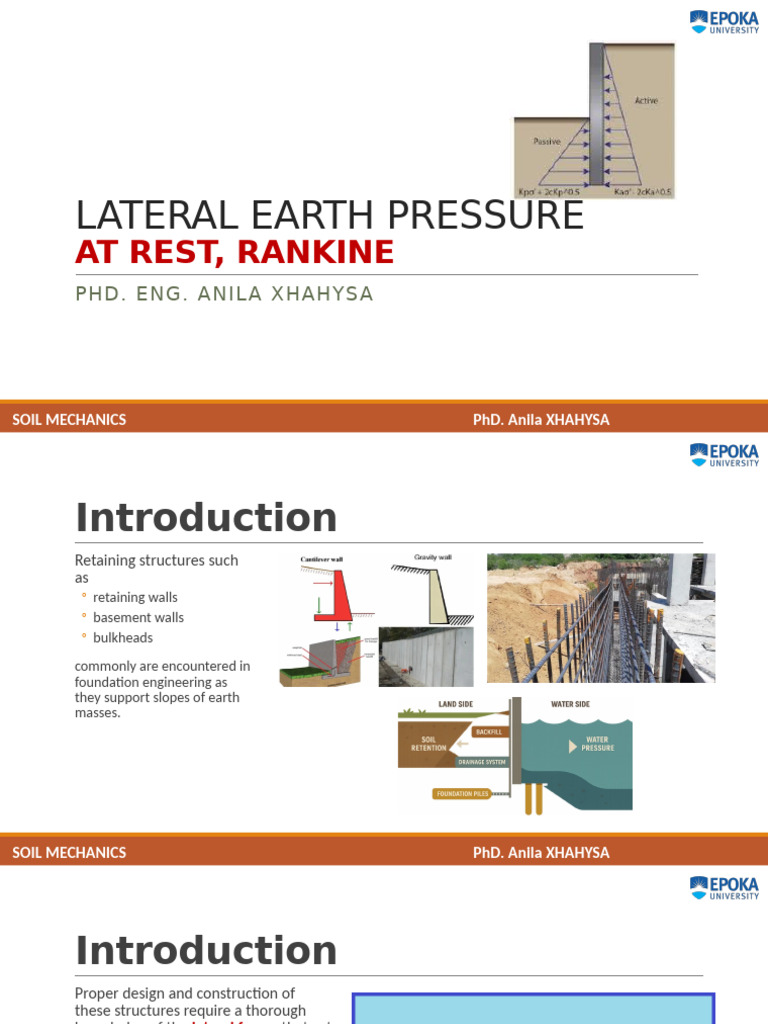 Lateral Earth Pressure | PDF | Soil Mechanics | Mechanical Engineering