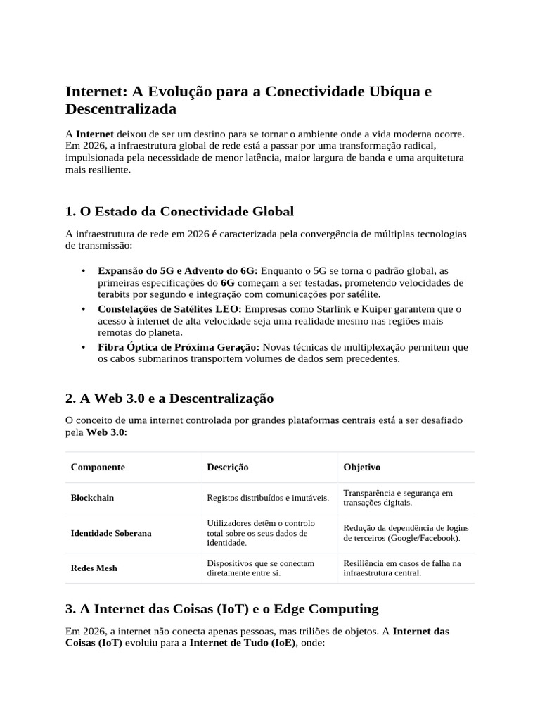 Internet A Evolução para A Conectividade Ubíqua e | PDF | Internet ...