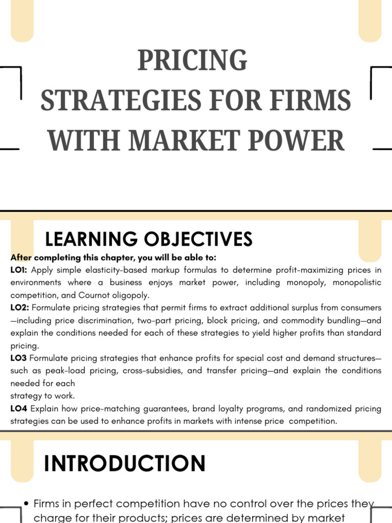Pricing Strategies for Firms with Market Power | PDF | Monopoly ...