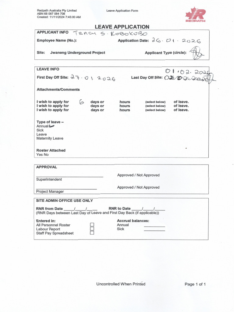 Leave Application | PDF