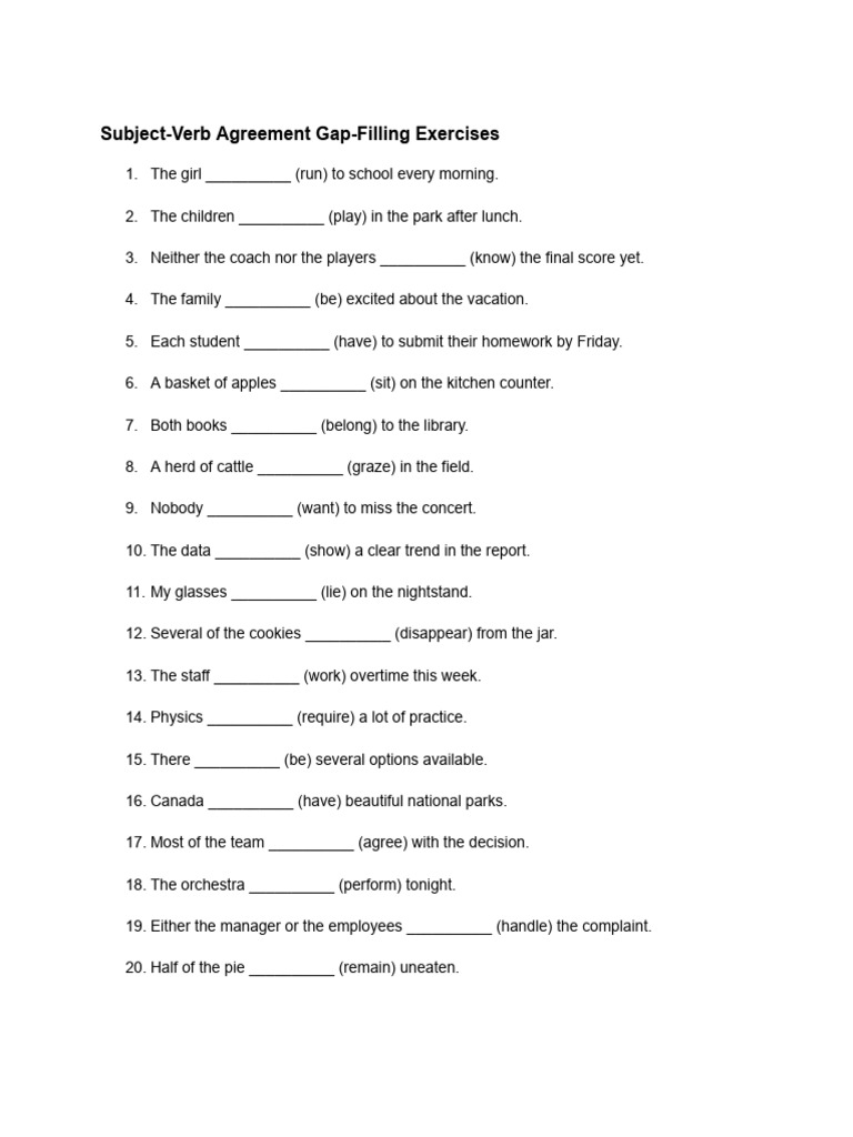 Sub Verb Agreement | PDF