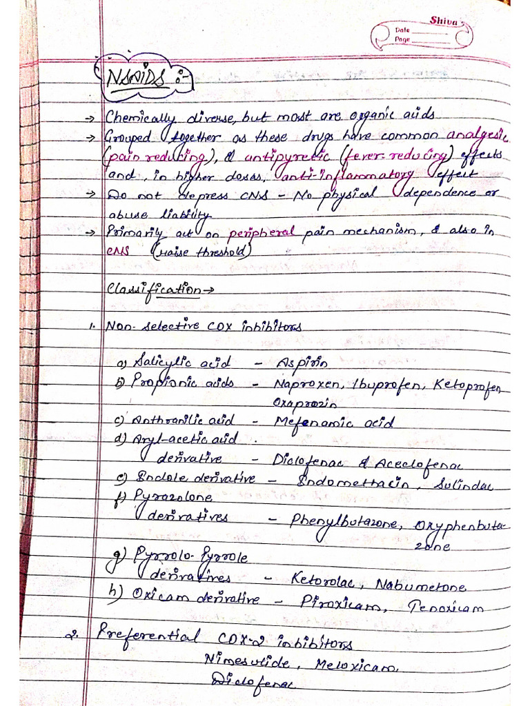 NSAIDs Notes Pharmacology Notes | PDF