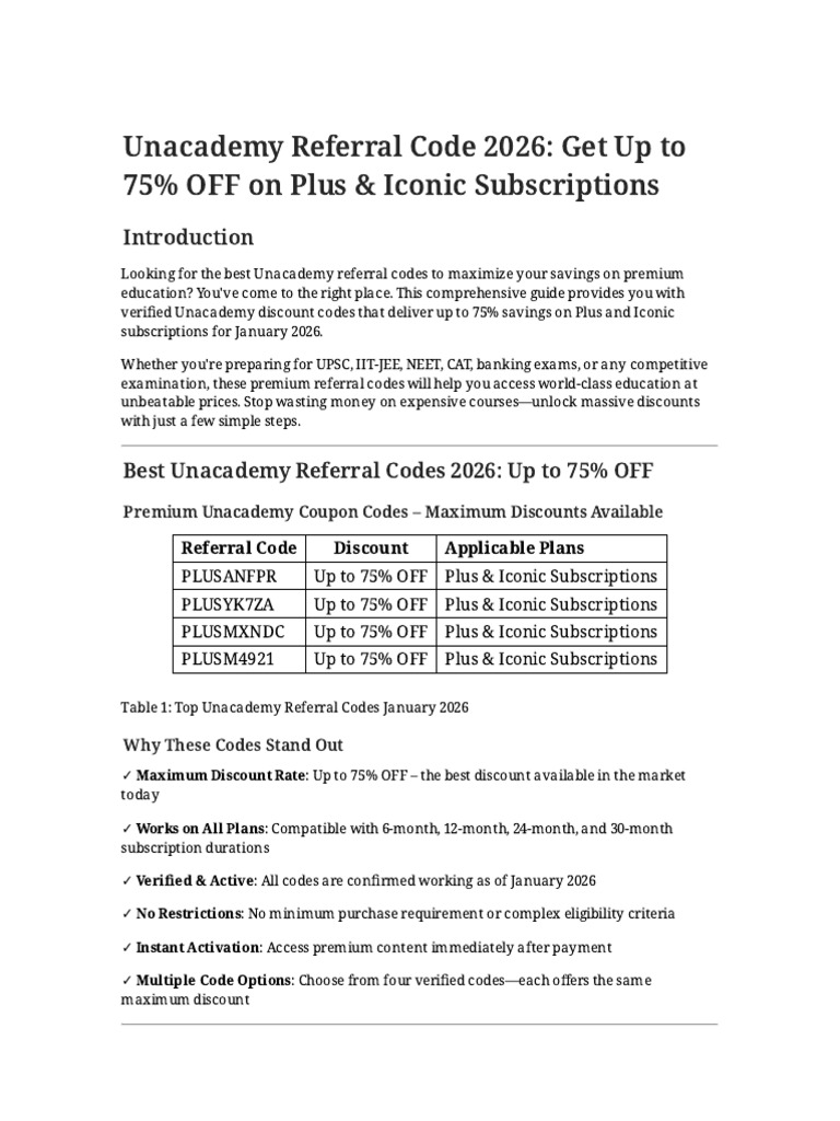 Unacademy Campus Ambassador Referral Code | PDF | Credit Card | Coupon