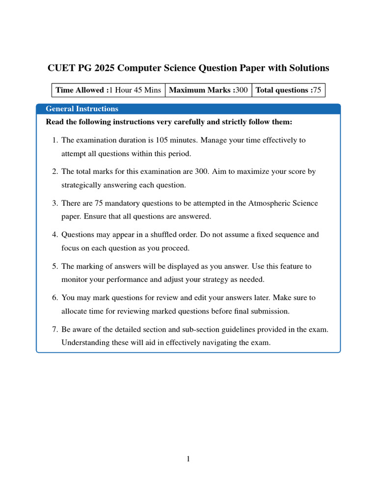 CUET PG 2025 Computer Science | PDF | Logarithm | Scheduling (Computing)