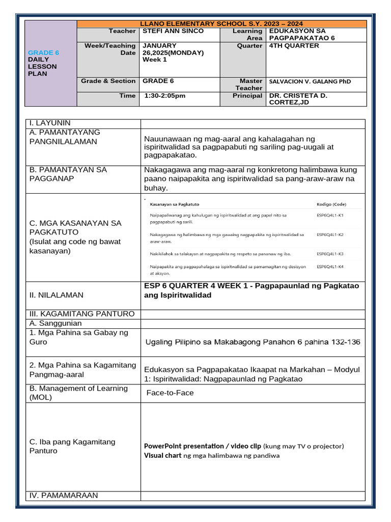 Esp 6 DLP June 23, 2025-Monday | PDF