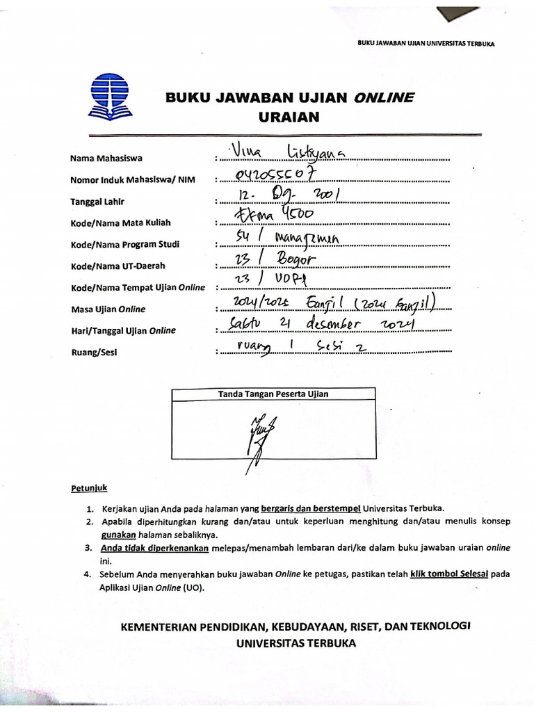 Vina Listiyana 042055507 | PDF