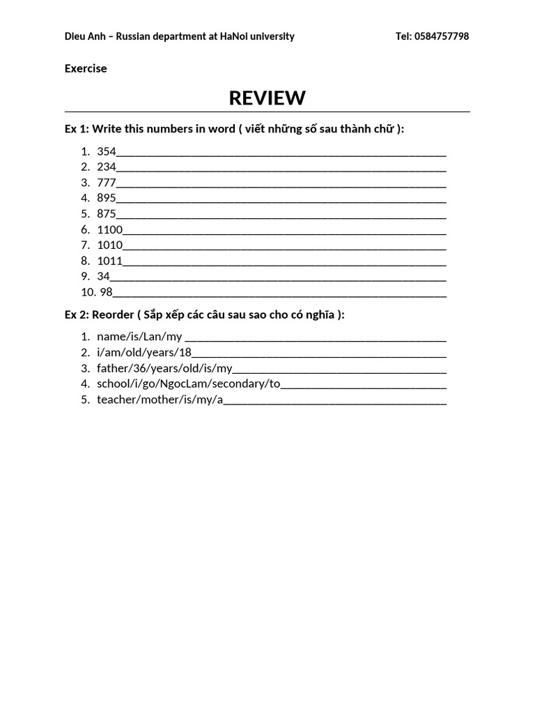 Review: Exercise | PDF
