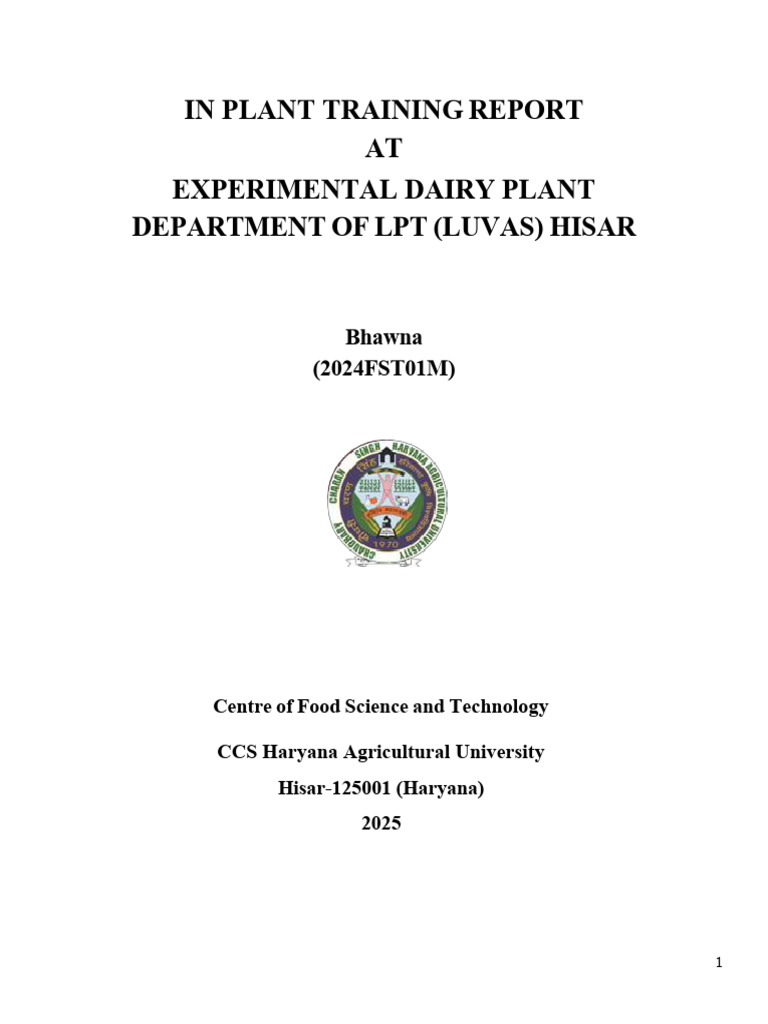 Dairy Plant Report | PDF | Milk | Dairy