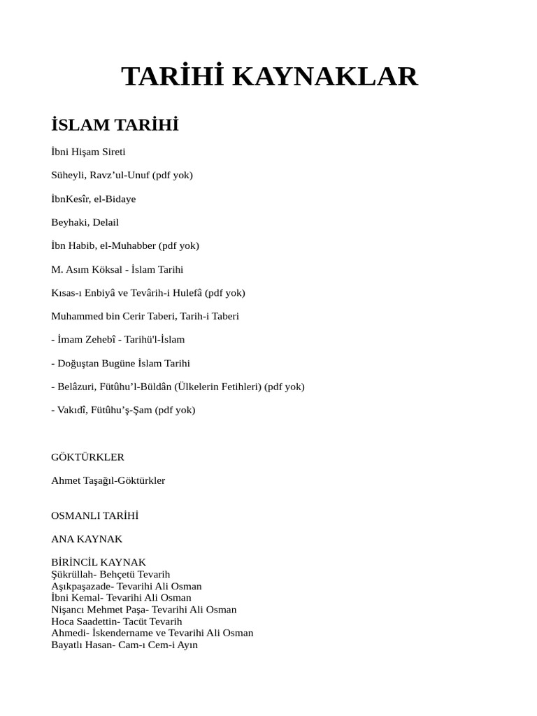 Tari̇hi̇ Kaynaklar | PDF