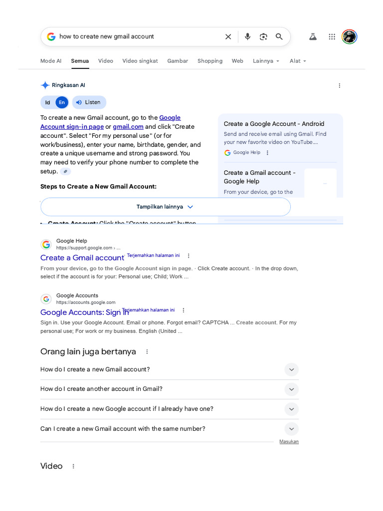 How To Create New Gmail Account - Penelusuran Google | PDF | Gmail ...