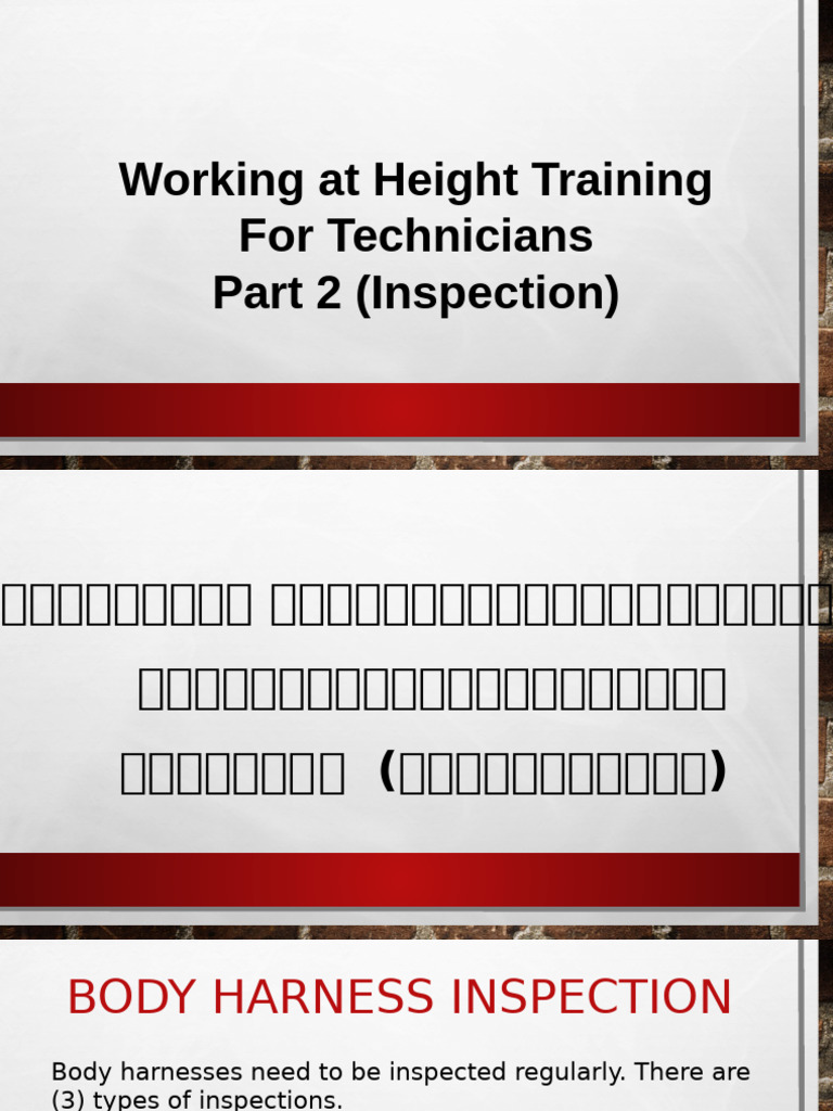Working at Height Training Part 2 (Inspection) | PDF