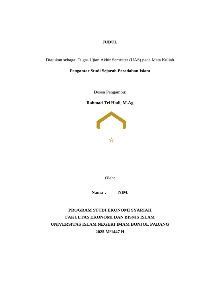 Contoh Cover Tugas UAS | PDF