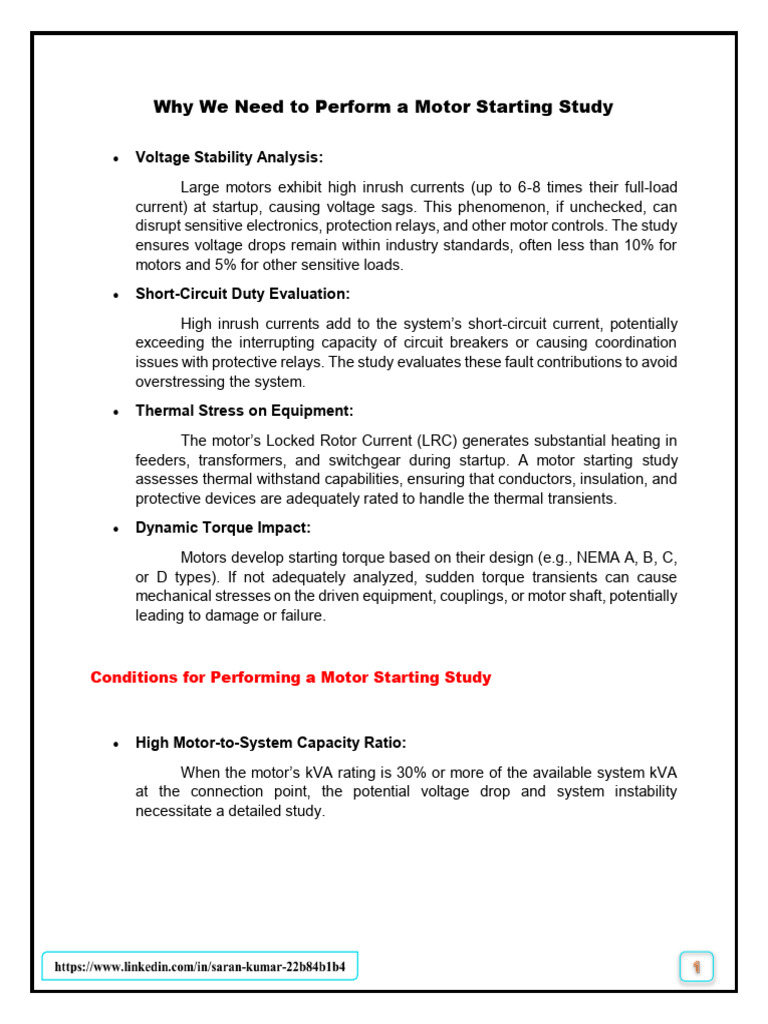 Why Motor Starting Study | PDF | Electric Motor | Steady State