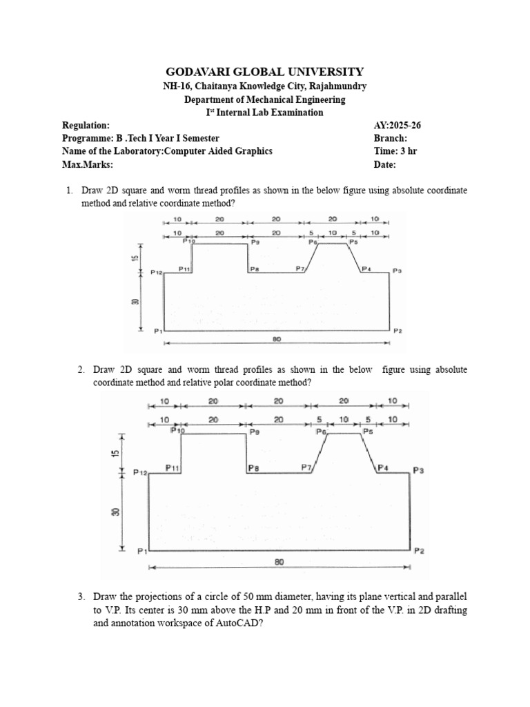 CAG 1st Internal Question Paper - AME - MM | PDF