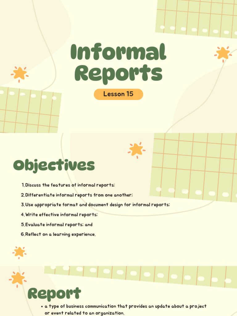 Lesson 15 - Informal Reports | PDF | Human Communication | Communication