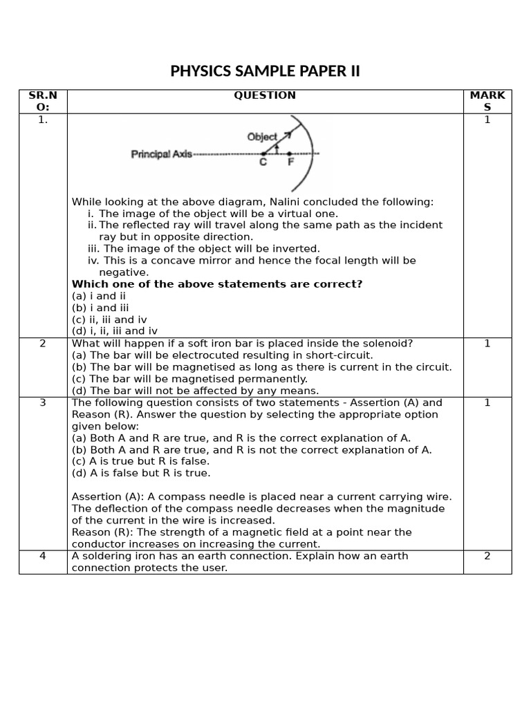 Sample Paper II | PDF | Electromagnetism | Electricity