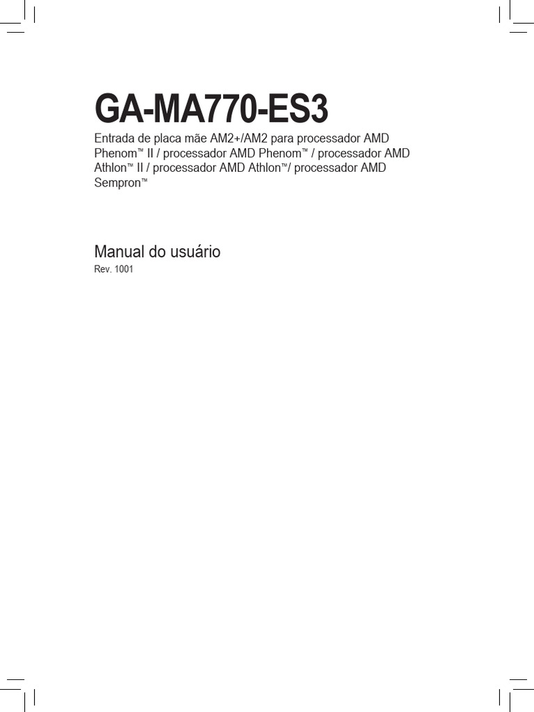 MB Manual Ga-ma770-Es3 BP | PDF | USB | Memória de acesso aleatório (RAM)