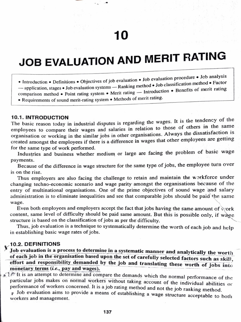 1 - Job Evaluation and Merit Rating | PDF