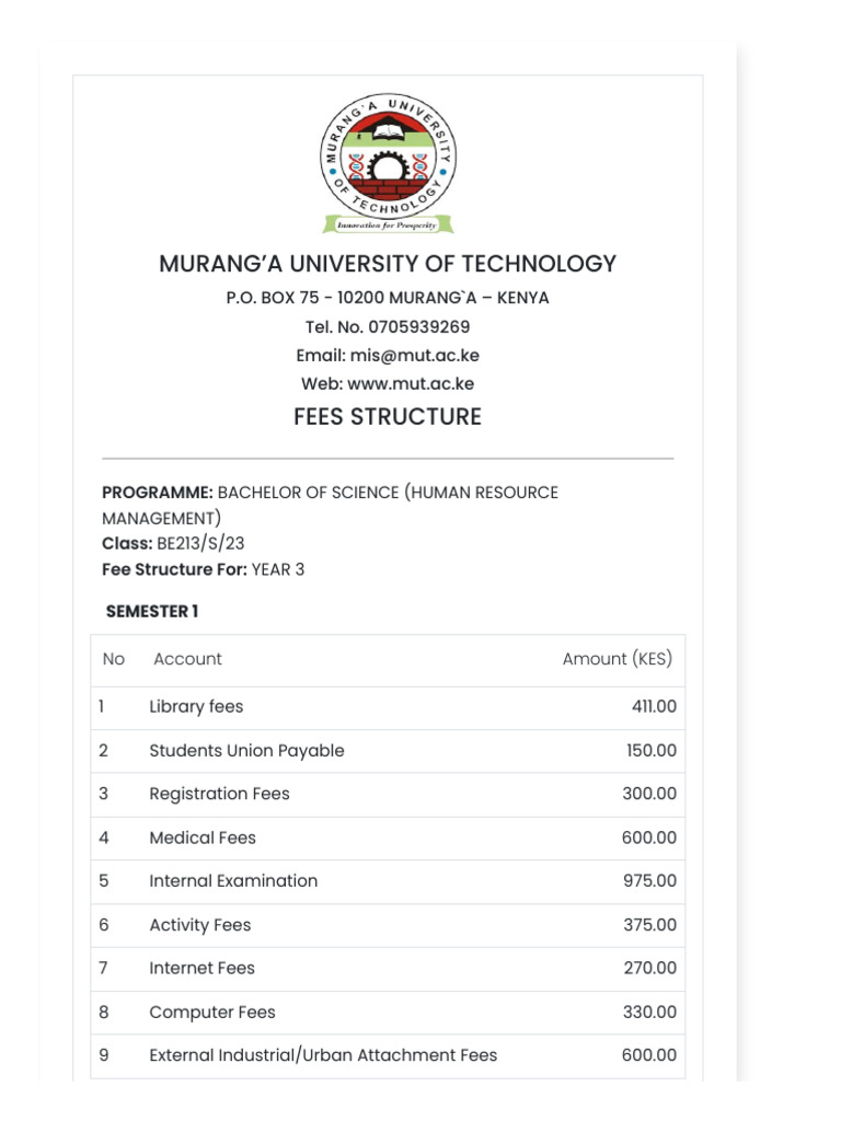 Fee Structure 1 | PDF