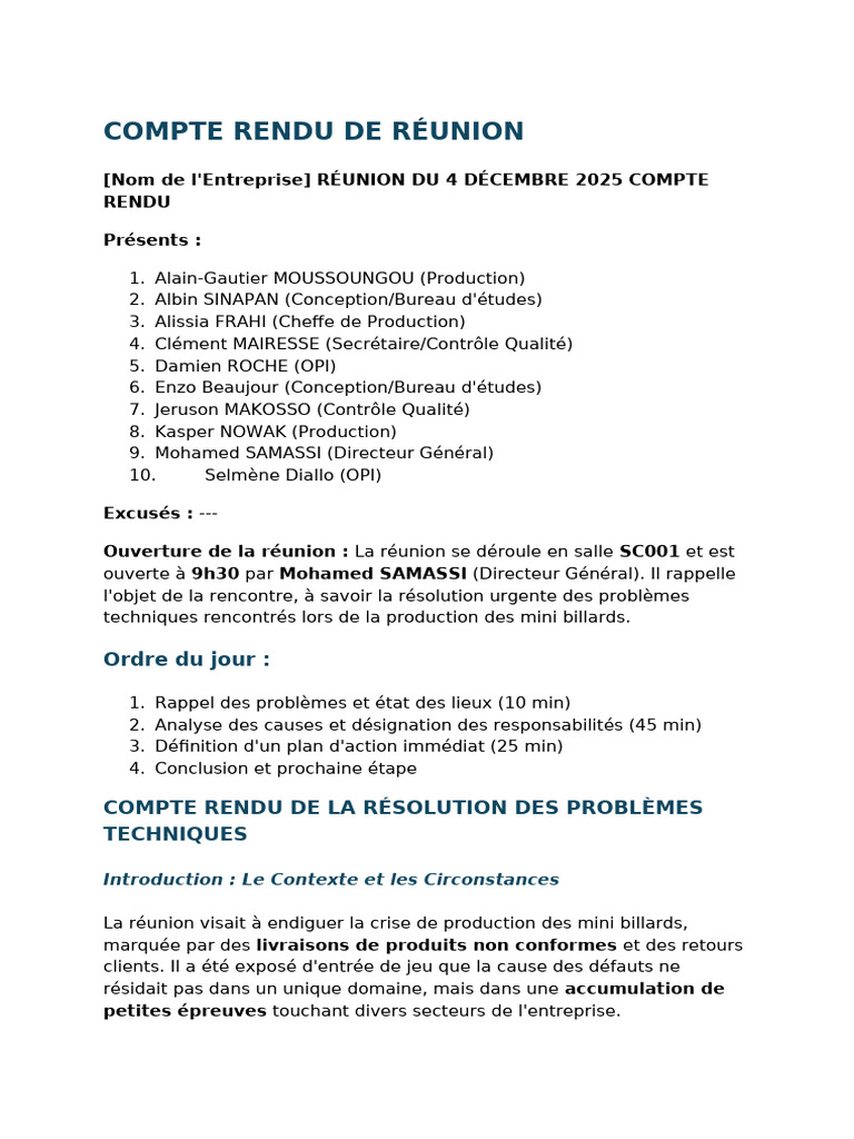 Exemple Compte Rendu de Réunion | PDF