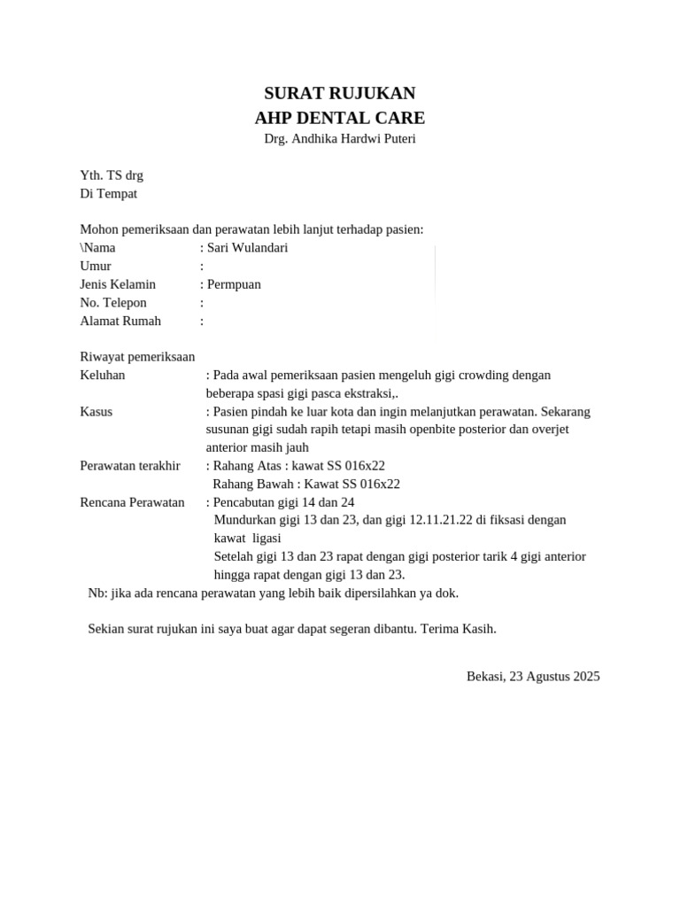 Surat Rujukan Pasien | PDF