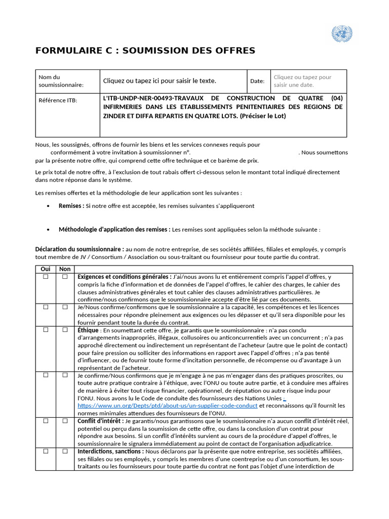 Section 7 - FORM C - FR | PDF | Nations unies | Relations internationales