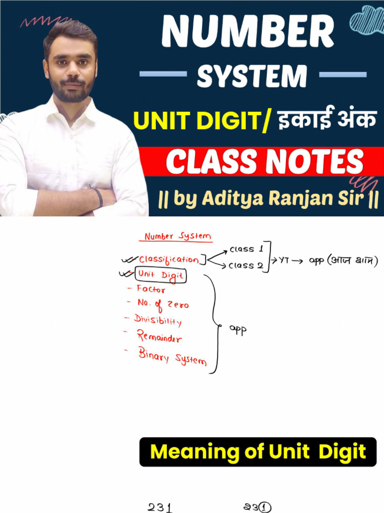 Unit Digit (Class Notes) | PDF